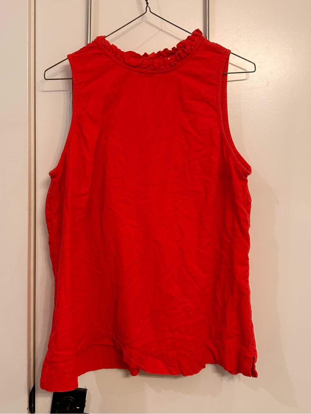 crown & ivy HOT PINK Ruffle-Neck Sleeveless Tank